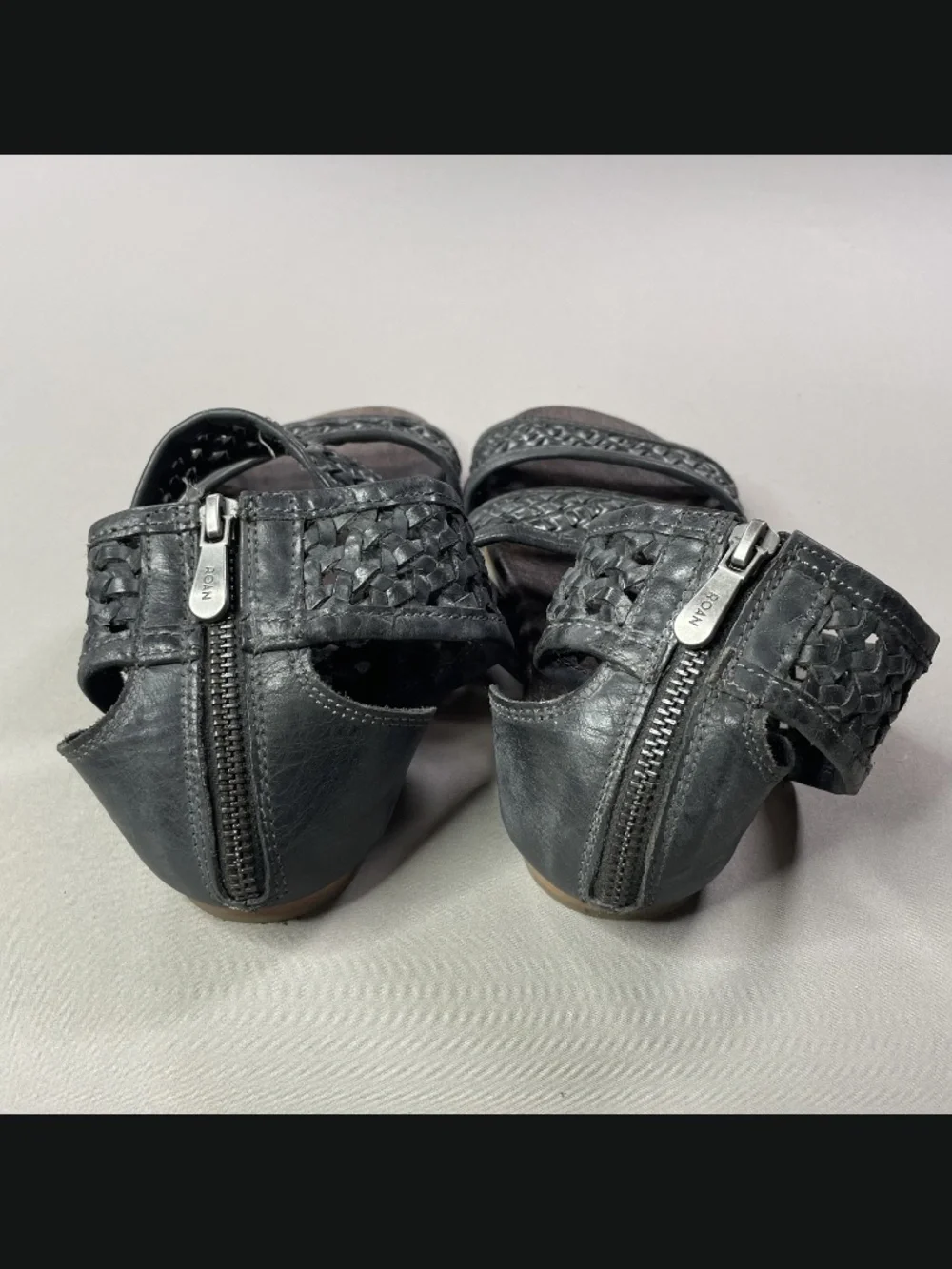 Roan Shoes Womens 6.5 gray brown leather Clio sandals gladiator boho indie